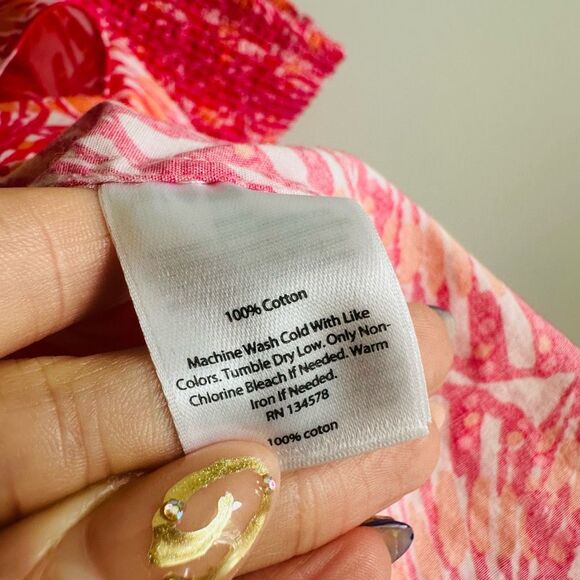 Vineyard Vines Shell Print Off-Shoulder Top – Large – Pink Orange Coastal Blouse - Picture 6 of 8